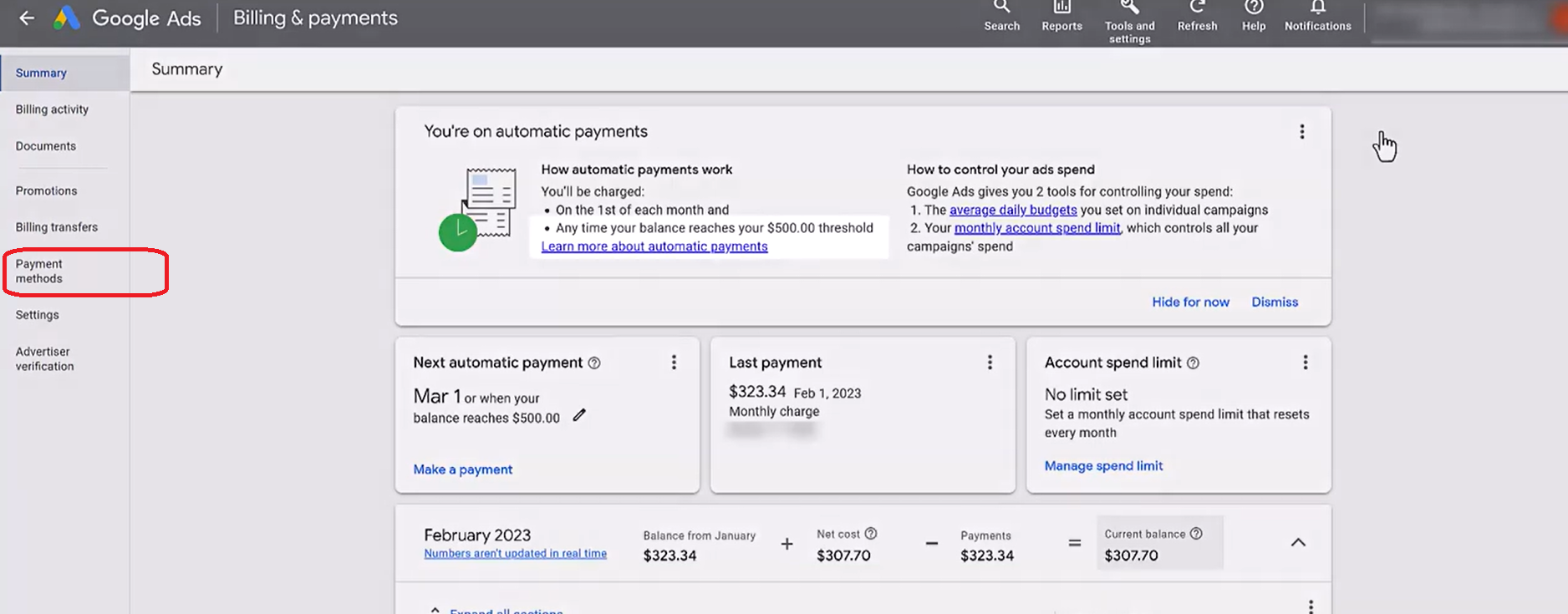 google ads payment methods