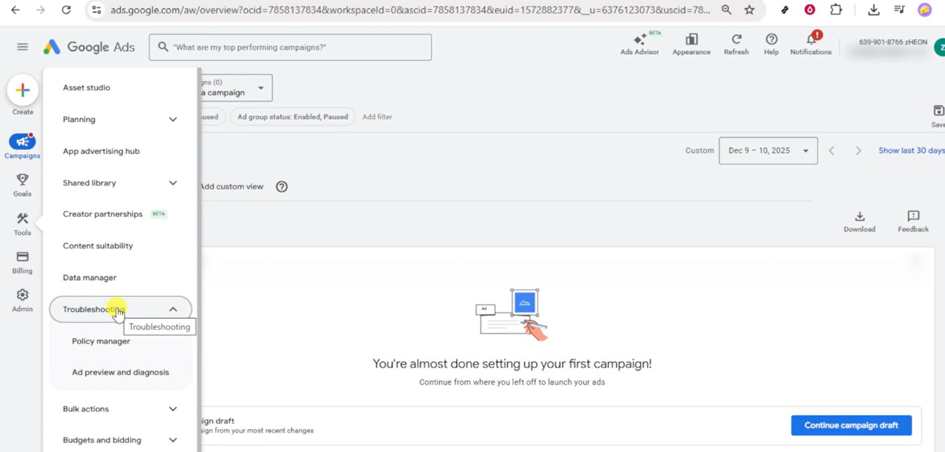 google ads destination not working