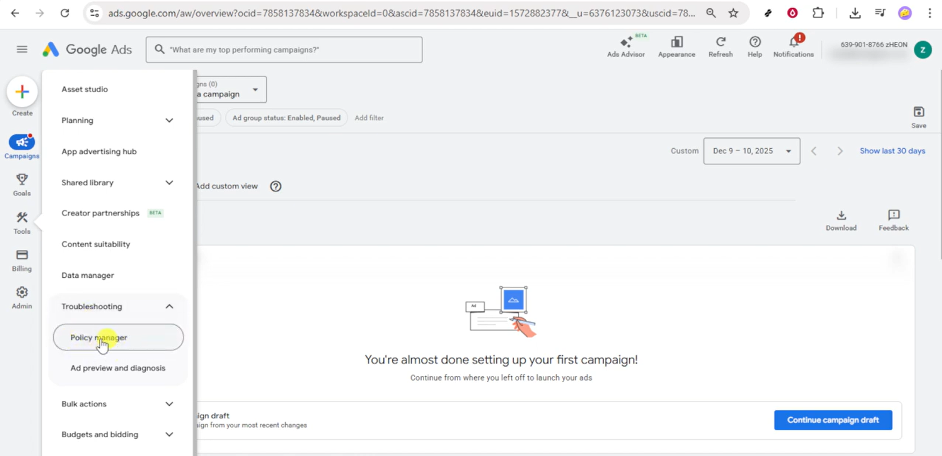 google ads destination not working