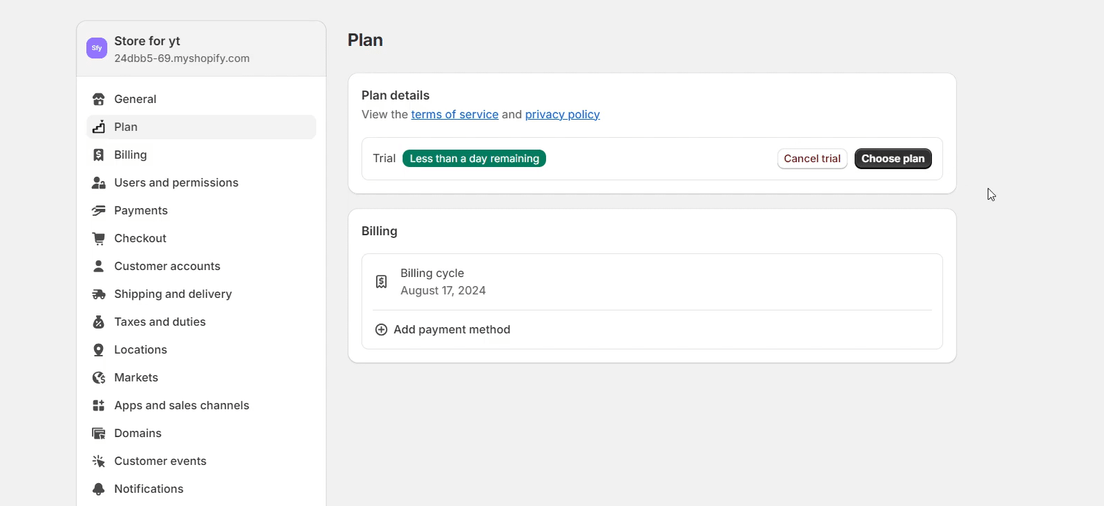 shopify plan