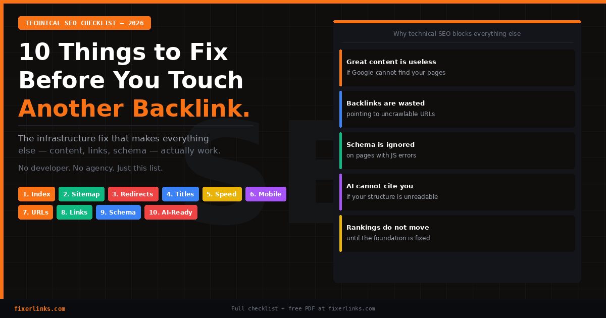 Technical SEO Checklist 2026: Fix Before Touch Another Backlink