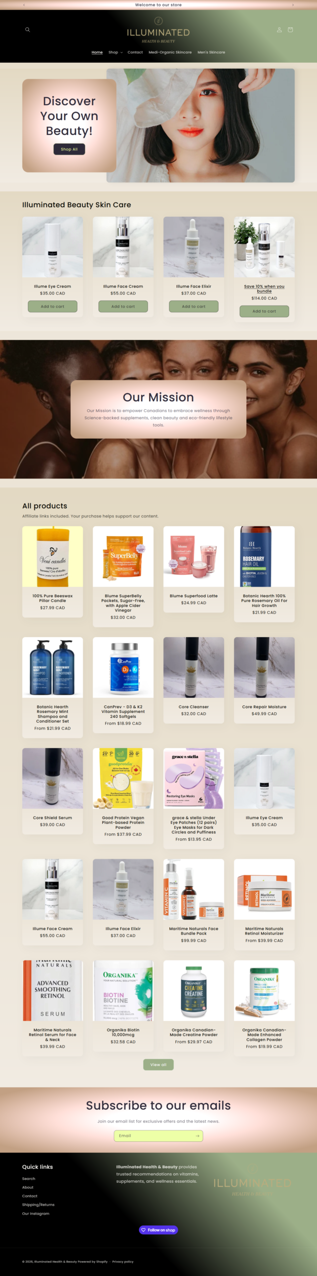 My Glowing Beauty - Shopify store ( Canada )