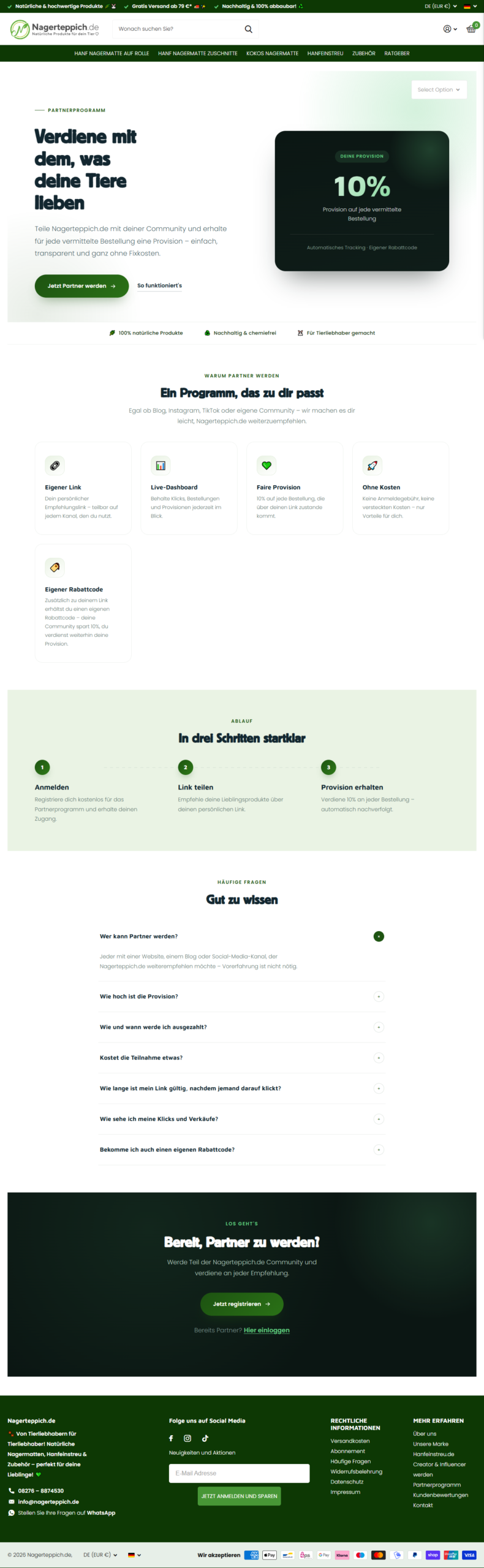 Affiliate program setup - Shopify store affiliate dashboard