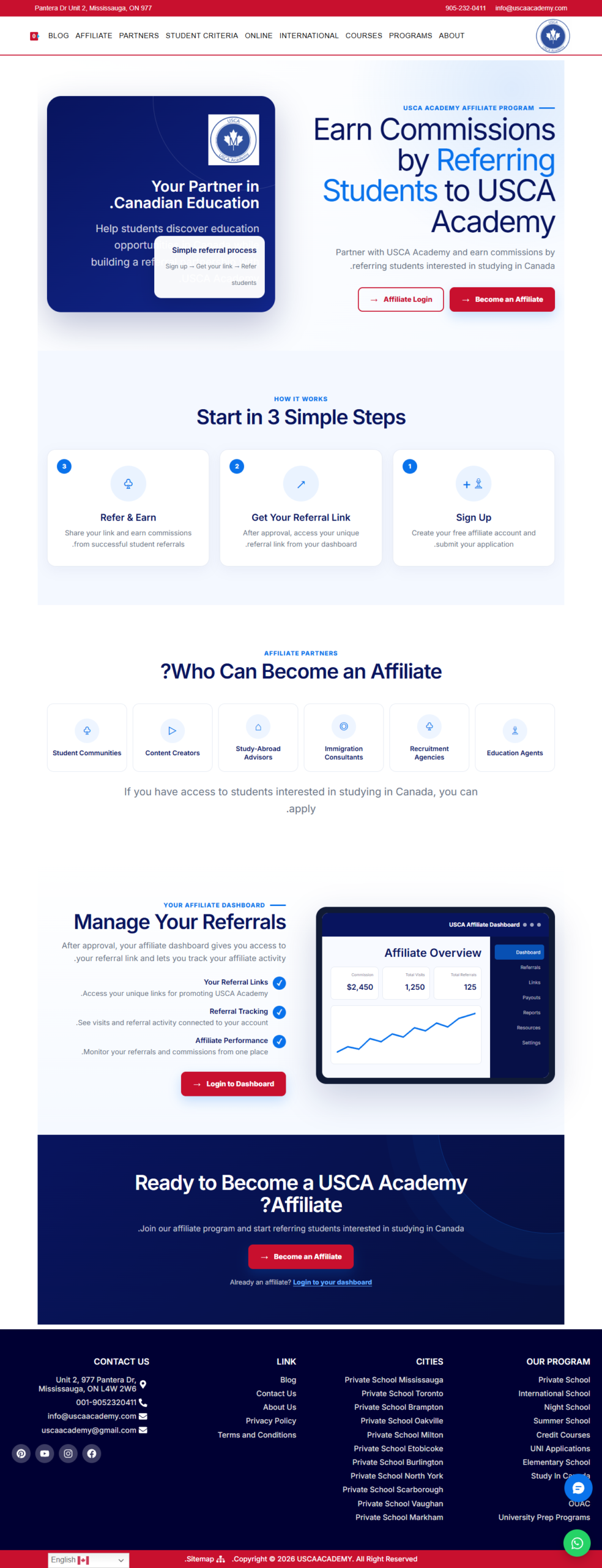 Affiliate program setup - branded landing page